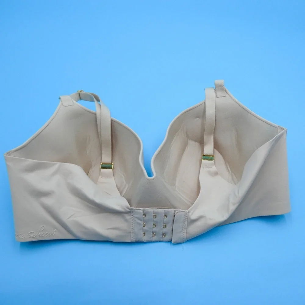 Victorias Secret Bra Womens 36DD Incredible Lined Demi Beige Gold Hardware Nylon